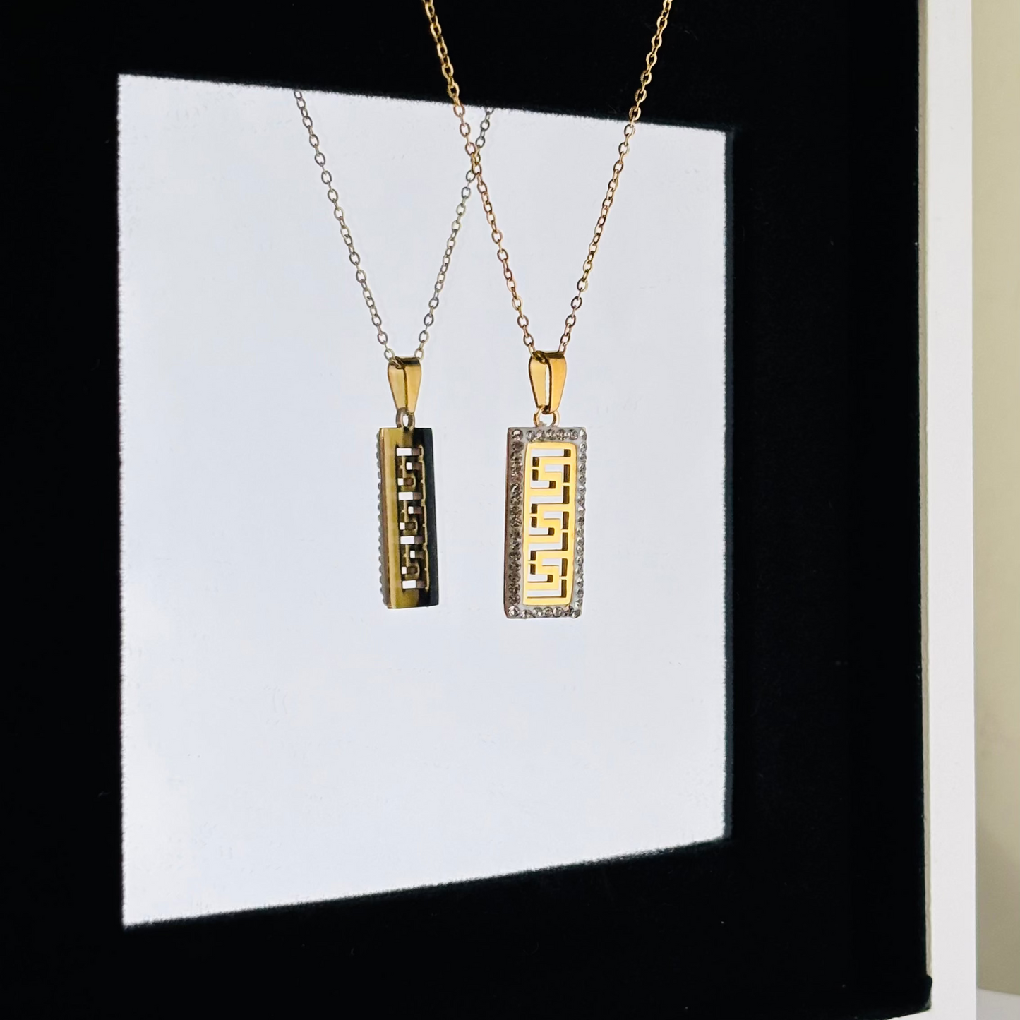 Greek Key Pattern Necklace - Miragejewellry