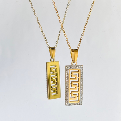 Greek Key Pattern Necklace - Miragejewellry